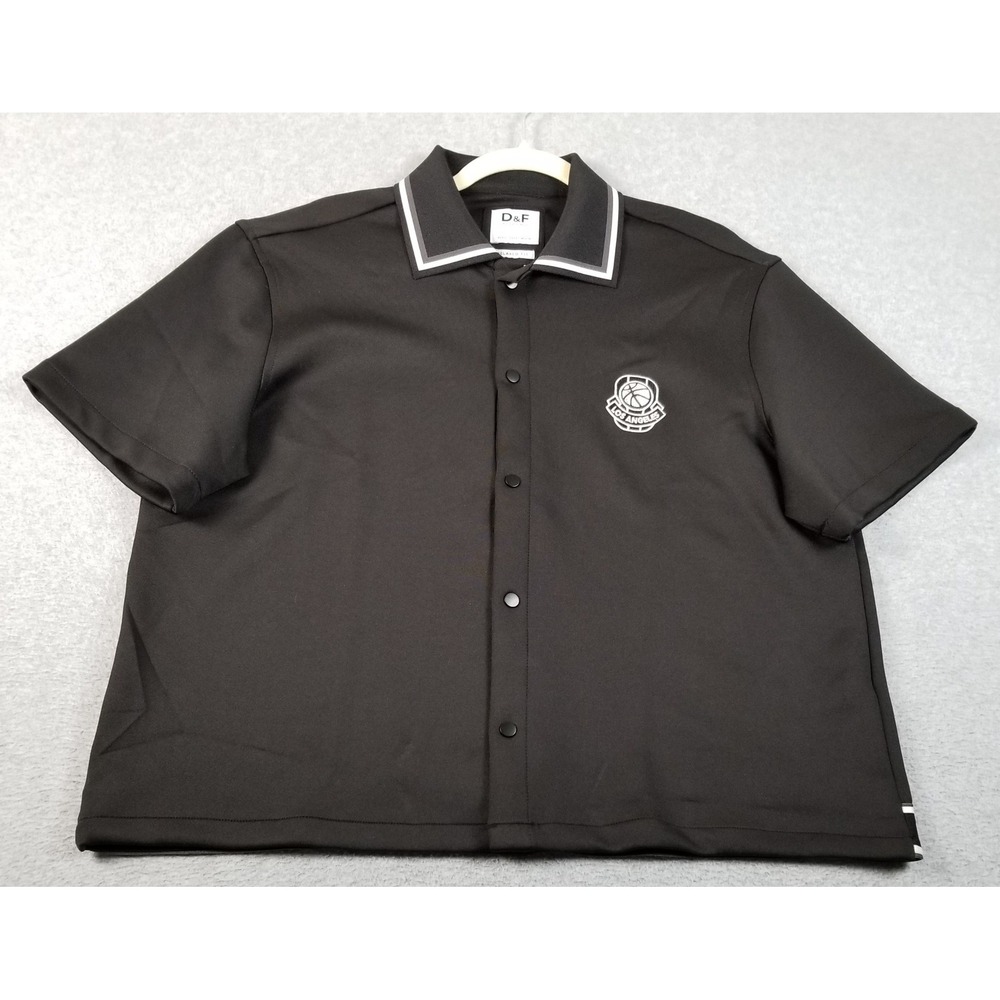 NEW Ricky Singh Shirt Mens Small S Black Gray Los Angeles Basketball Snap Button